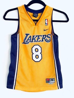 NIKE Kobe Bryant Lakers 8 Purple Gold Embroidered Basketball NBA Jersey NBA Sz S